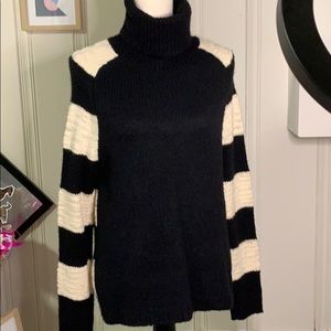 Halston Heritage Slubbed Striped Turtleneck Size S